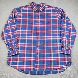 Ralph Lauren Light Flannel Shirt Men's Size 3XLT Blue Plaid Long Sleeve Button